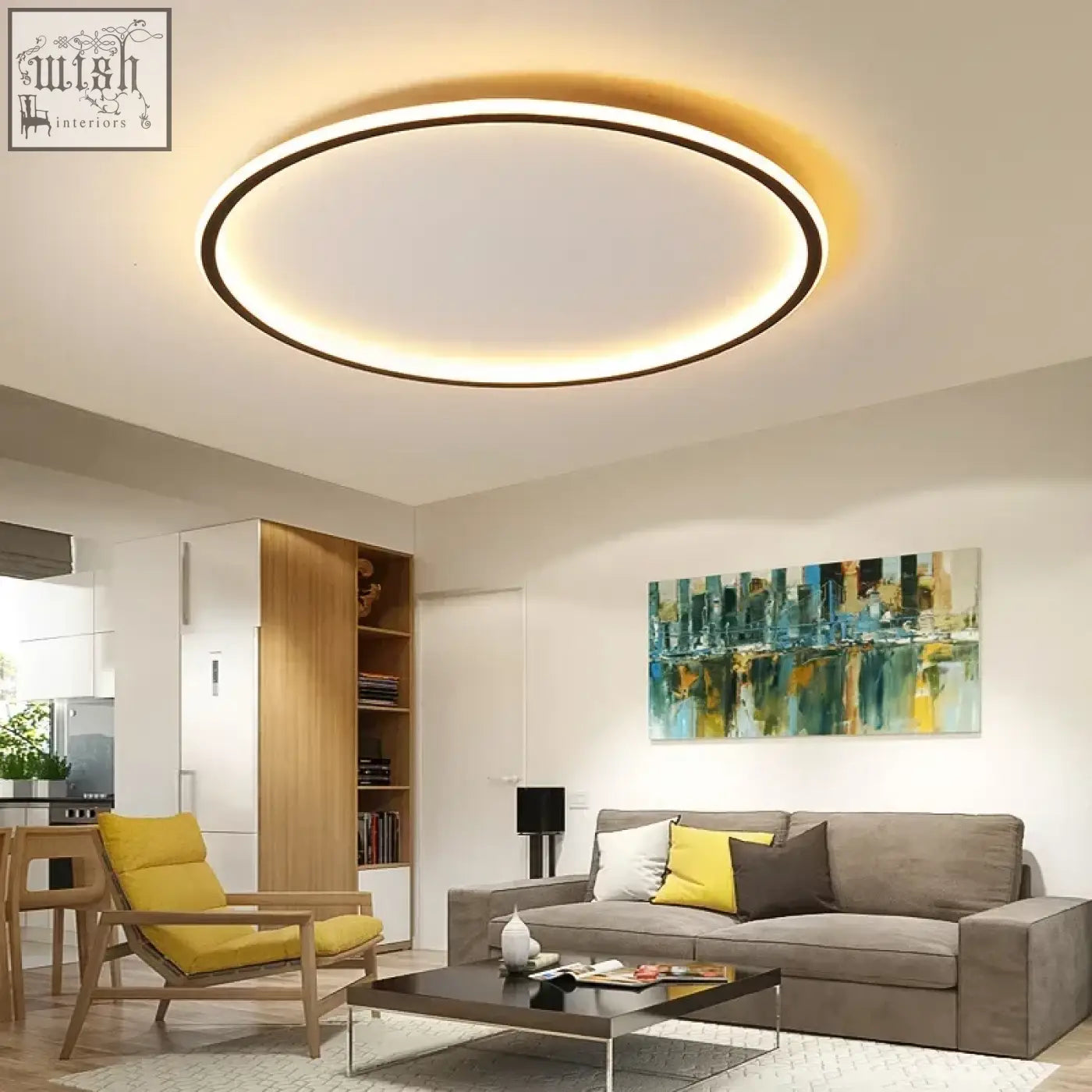Modern black led ring flush mount chandelier with warm glow and sleek flush mount design for ceiling lighting