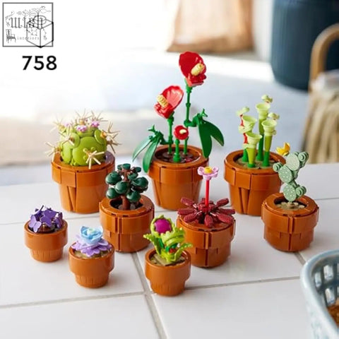 Lego botanicals tiny plants set with 9 colorful potted artificial cactuses and flowers perfect for indoor decor