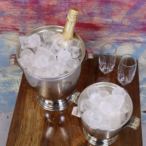 Lehal champagne bucket ice bucket set silver metal champagne bucket with handles filled with ice and sparkling wine bottle