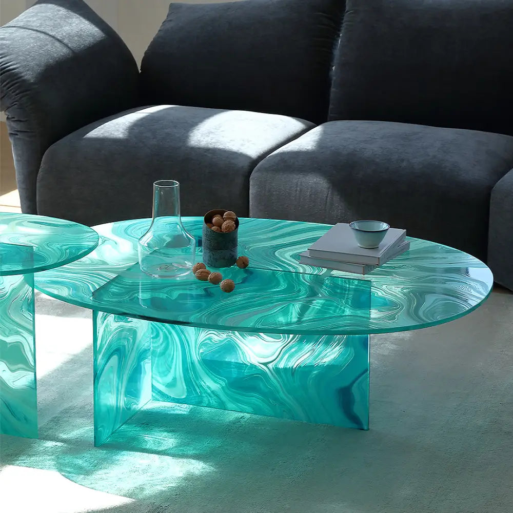 Leila coffee tables glass coffee table Green