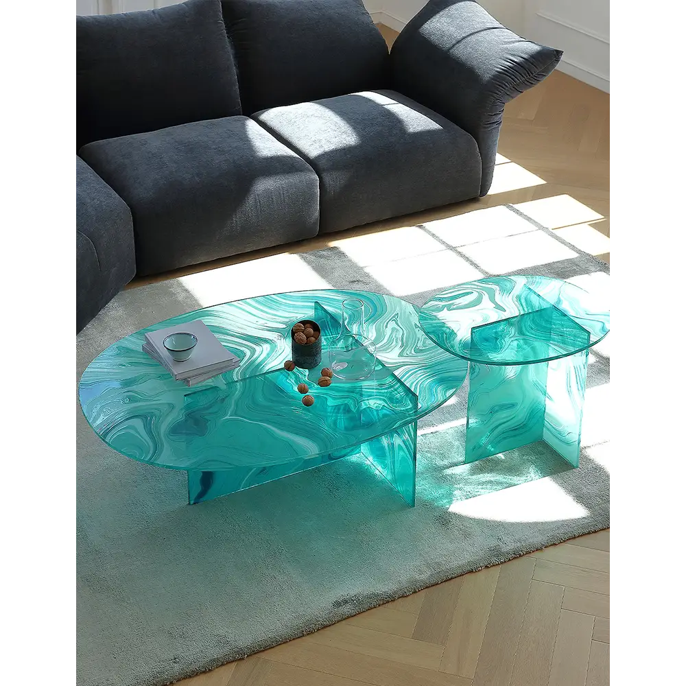 Leila coffee tables glass coffee table Green