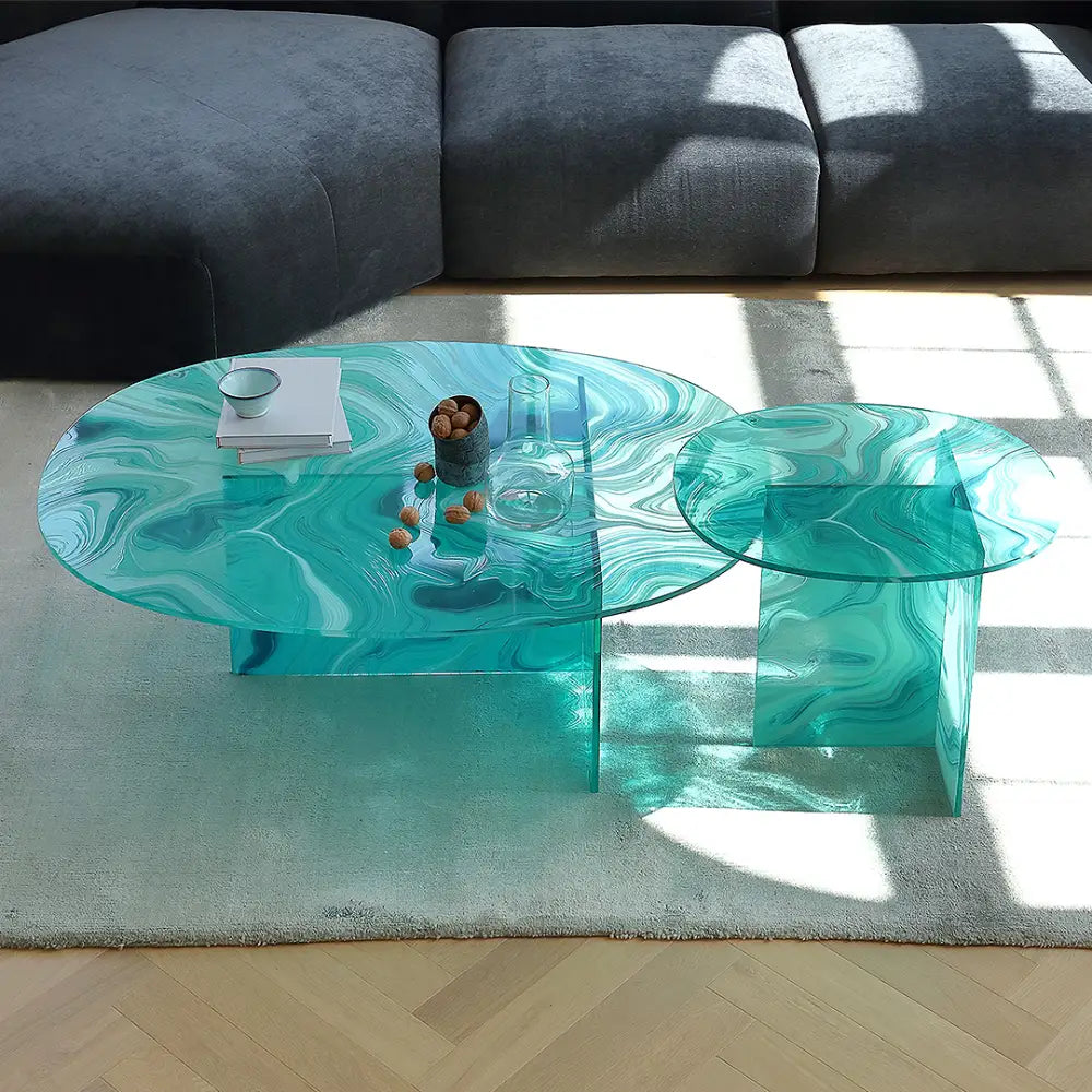 Leila coffee tables glass coffee table Green
