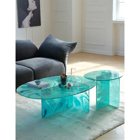 Leila coffee tables glass coffee table Green
