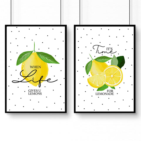 Lemons print | Set of 2 wall art prints