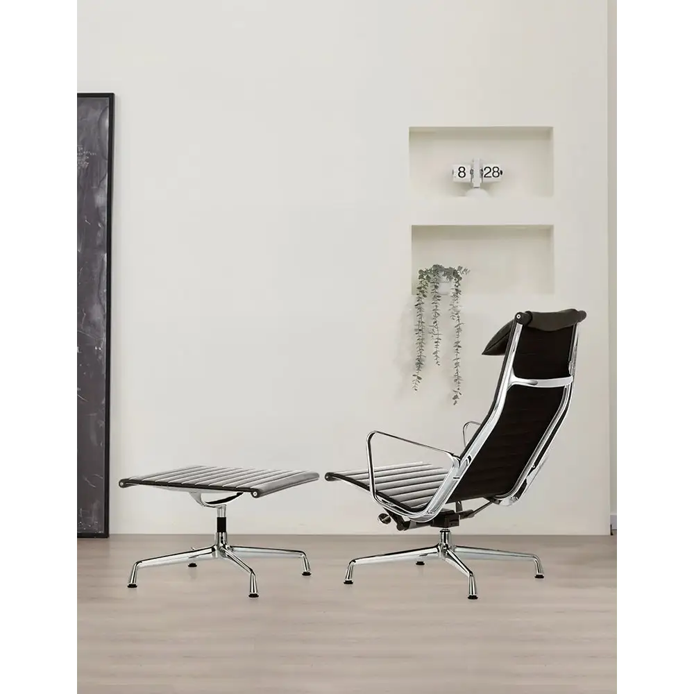 Lemos Swivel Lounge Chair With Pillow & Footstool - Swivel Chair