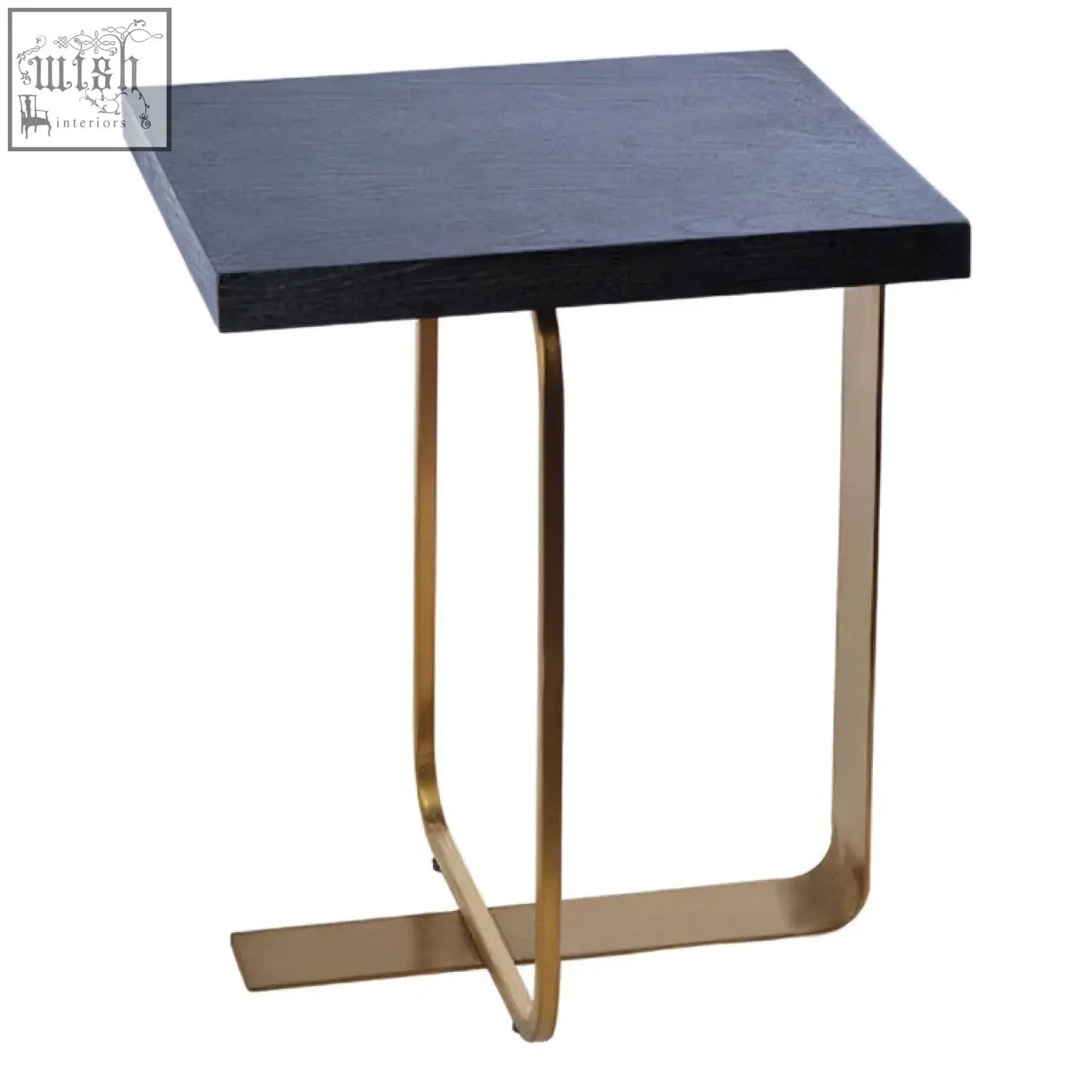 Black lena rectangular side table with sleek gold base and metal legs adds modern style to any room