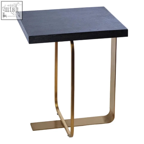 Black lena rectangular side table with sleek gold base and metal legs adds modern style to any room