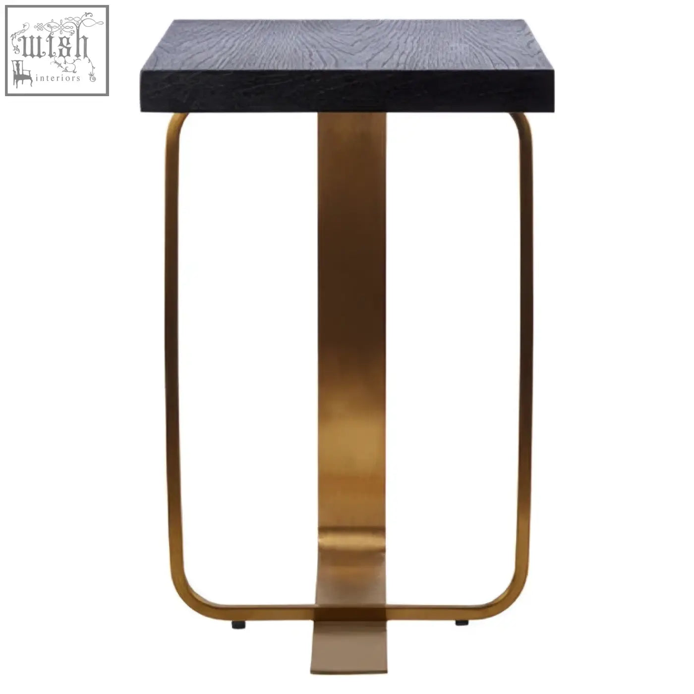 Black wood-top lena rectangular side table with a sleek gold base metal frame table brings modern style