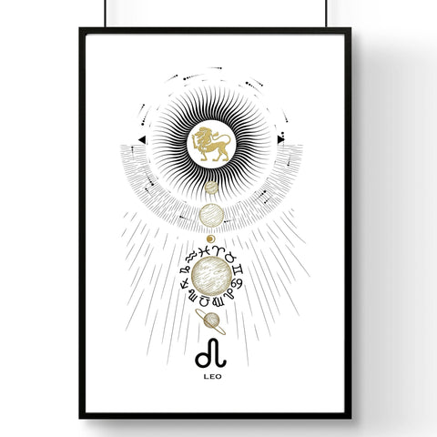 Leo zodiac sign wall art print