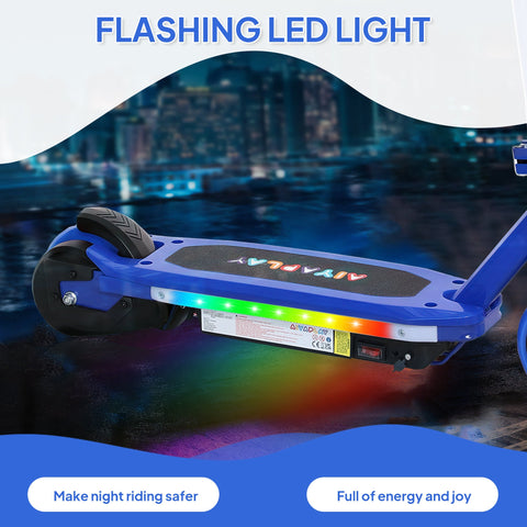 AIYAPLAY Electric Scooter for Ages 6-14, with Colourful Light and Electric Brake, Electric Scooter E Scooter, Up to 10 KM/H & 8 KM, Blue