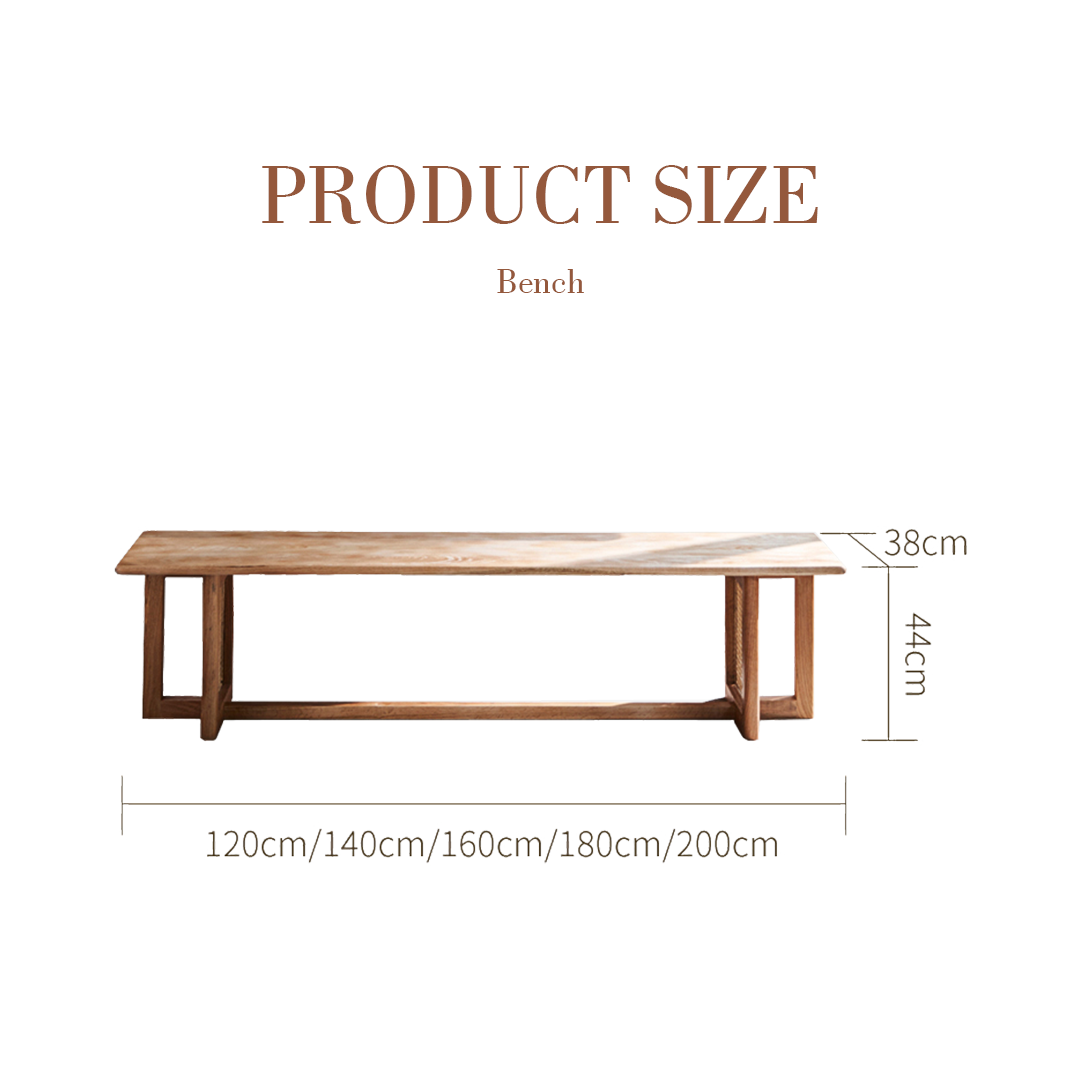 A minimalist solid wood bench with light brown finish and clean modern lines for leocadia solid wood dining use
