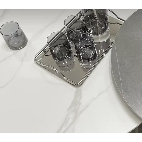 Leonor Nesting Coffee Table, Black And White Stone Top With Solid Wood Base｜ DC Concept