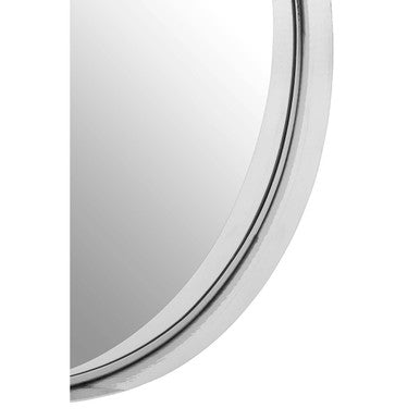 Leonov small nickel wall mirror with a circular shape and sleek polished chrome frame for modern decor