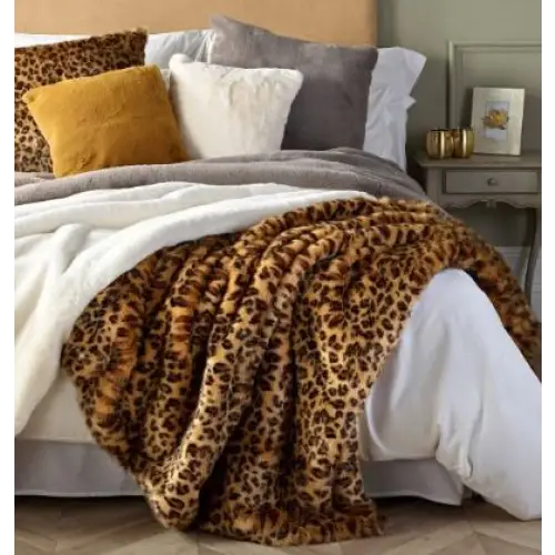 Leopard Print Faux Fur Cushion - Cushion