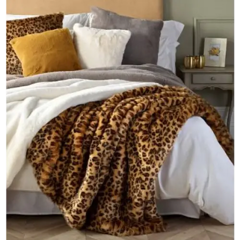 Leopard Print Faux Fur Cushion - Cushion