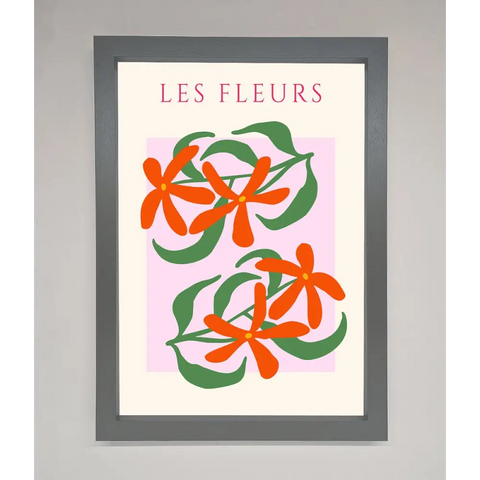 Les Fleurs Framed Print - A3 (29.7 x 42 cm) / Dark Grey - Framed Print
