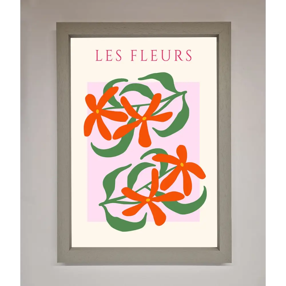 Les Fleurs Framed Print - A3 (29.7 x 42 cm) / Grey - Framed Print