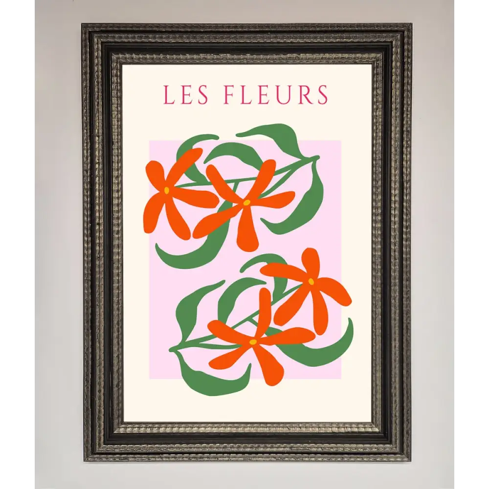 Les Fleurs Framed Print - A3 (29.7 x 42 cm) / Ornate Silver Black - Framed Print