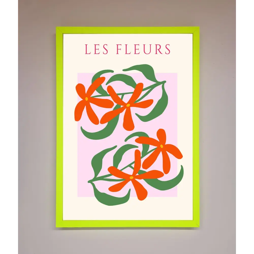 Les Fleurs Framed Print - B0 (100 x 141 cm) / Neon Green - Framed Print