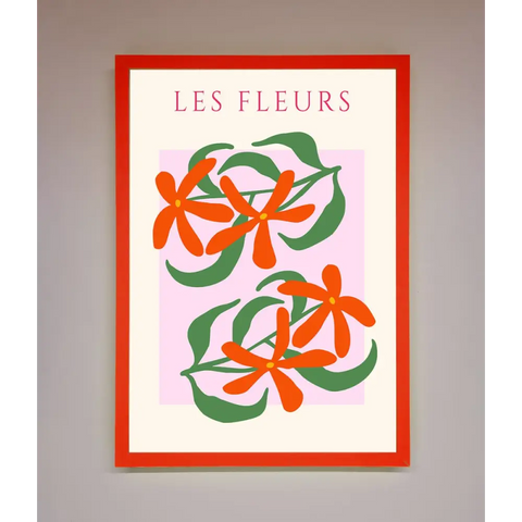 Les Fleurs Framed Print - B0 (100 x 141 cm) / Neon Red - Framed Print