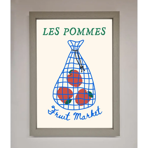 Les Pommes Framed Print - A3 (29.7 x 42 cm) / Grey - Framed Print