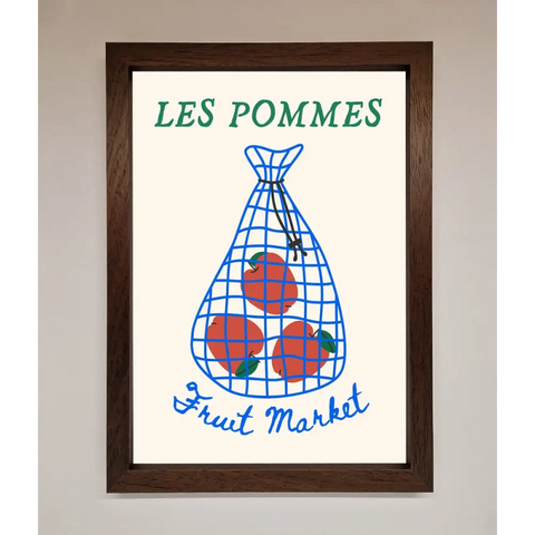 Les Pommes Framed Print - A3 (29.7 x 42 cm) / Walnut - Framed Print