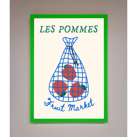 Les Pommes Framed Print - B0 (100 x 141 cm) / Neon Dark Green - Framed Print