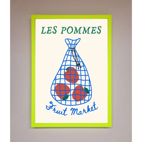 Les Pommes Framed Print - B0 (100 x 141 cm) / Neon Green - Framed Print