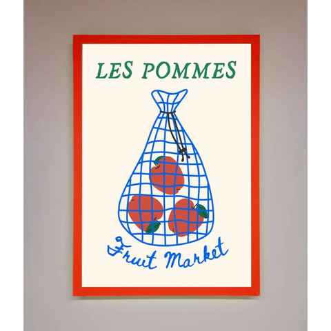 Les Pommes Framed Print - B0 (100 x 141 cm) / Neon Red - Framed Print