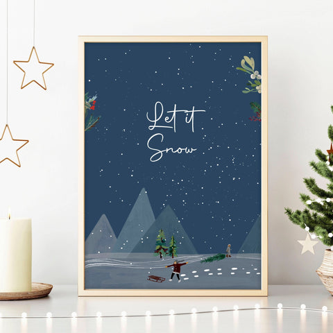 Scandinavian Christmas decor wall art print