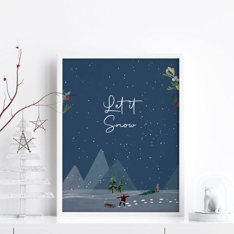 Scandinavian Christmas decor wall art print