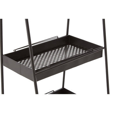 Lexa black metal storage rack featuring a sleek black metal mesh tray with modern design for organized storage