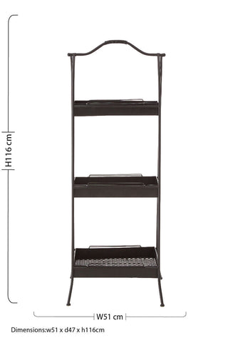 Lexa black metal storage rack three tier metal storage rack with arched top and wire mesh bottom tier in black metal