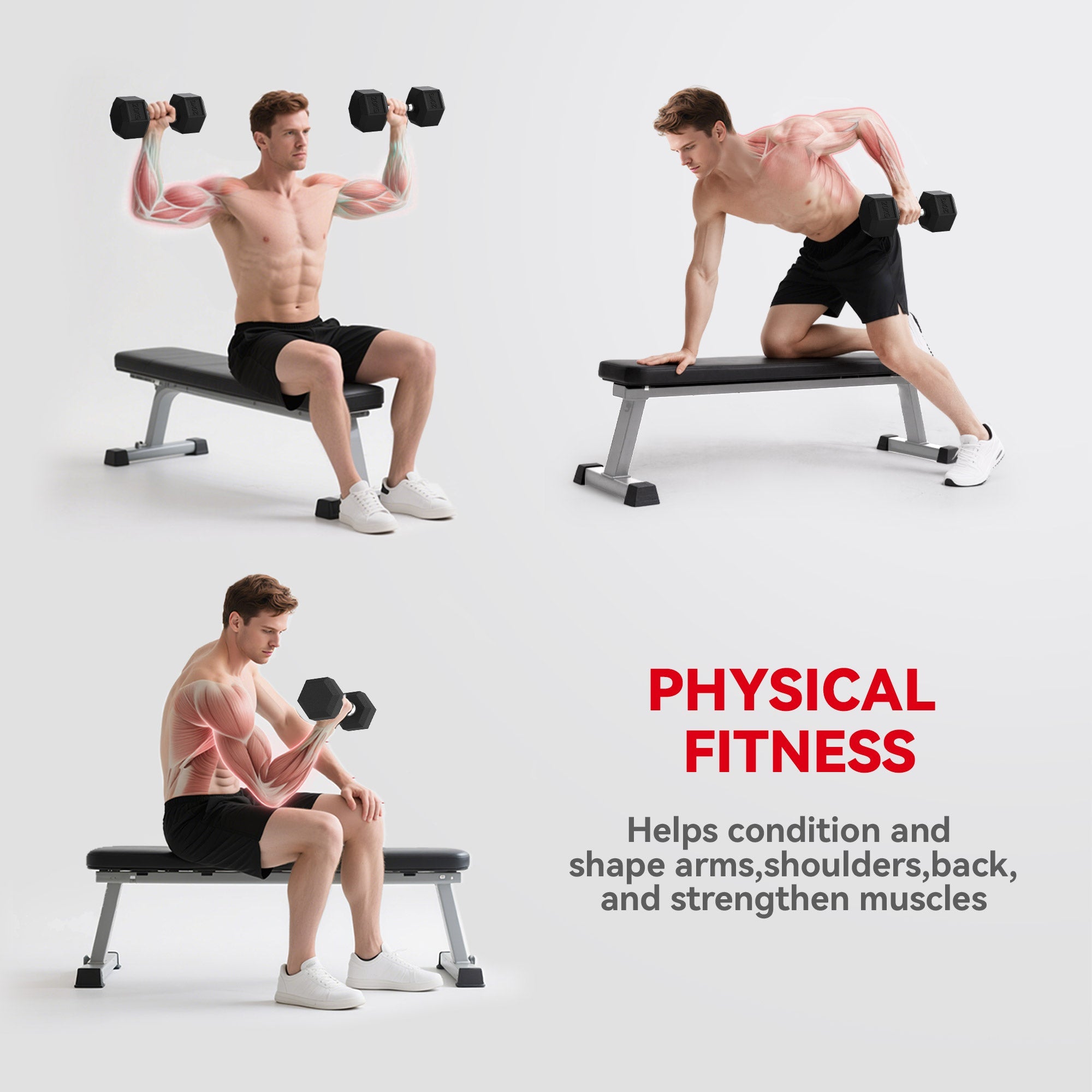 HOMCOM 2x20KG Rubber Hex Dumbbell Portable Hand Weights Dumbbell Home Gym