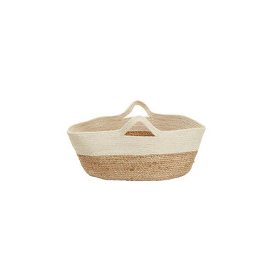 Lidi oval jute basket in natural beige and cream with a sturdy handle perfect for stylish storage