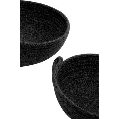 Black woven jute basket with handle part of lidi set of two perfect for storage and decor