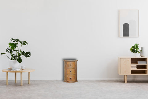 3-Drawer Drum Storage Bench | Oak Solid Mango Wood