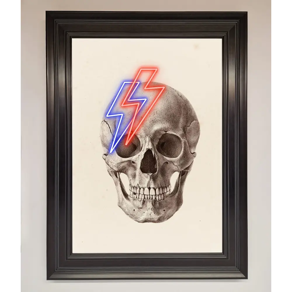 Lightning Skull Framed Print - A1 (59.4 x 84.1 cm) / Matt Black - Framed Print