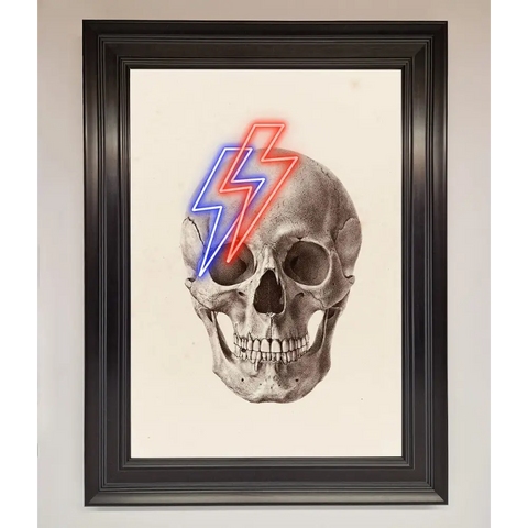 Lightning Skull Framed Print - A1 (59.4 x 84.1 cm) / Matt Black - Framed Print