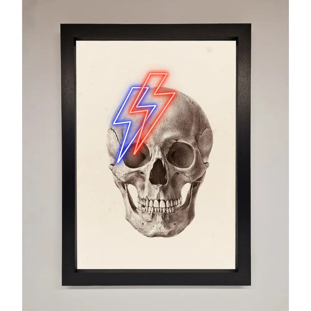 Lightning Skull Framed Print - A3 (29.7 x 42 cm) / Black - Framed Print