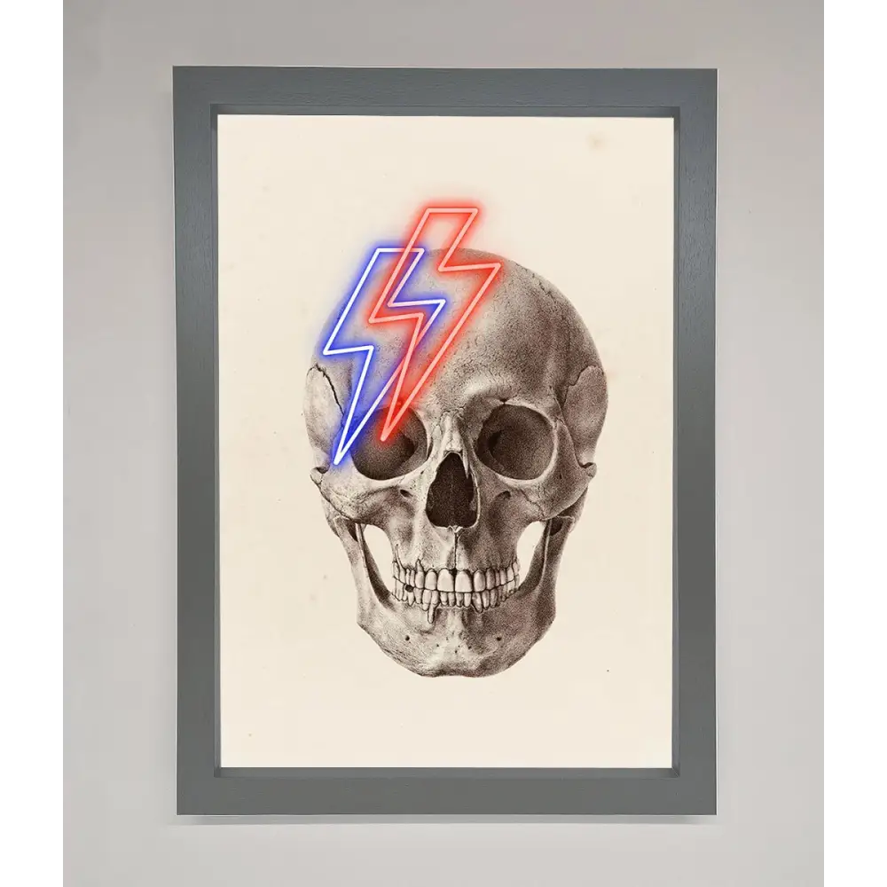 Lightning Skull Framed Print - A3 (29.7 x 42 cm) / Dark Grey - Framed Print