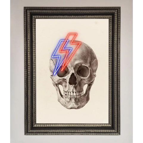 Lightning Skull Framed Print - A3 (29.7 x 42 cm) / Ornate Silver Black - Framed Print
