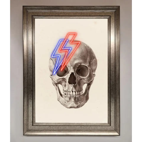 Lightning Skull Framed Print - A3 (29.7 x 42 cm) / Silver - Framed Print