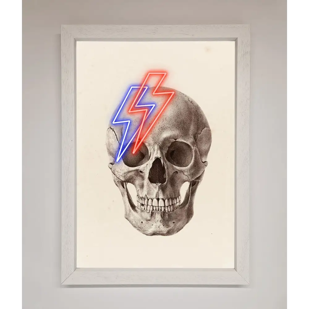 Lightning Skull Framed Print - A3 (29.7 x 42 cm) / White - Framed Print