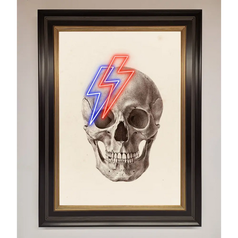 Lightning Skull Framed Print - B0 (100 x 141 cm) / Black Gold - Framed Print