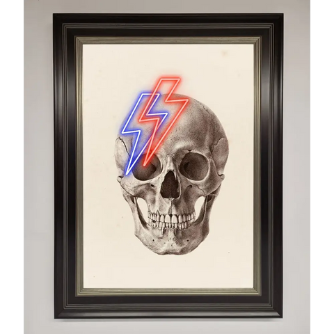 Lightning Skull Framed Print - B0 (100 x 141 cm) / Black Silver - Framed Print