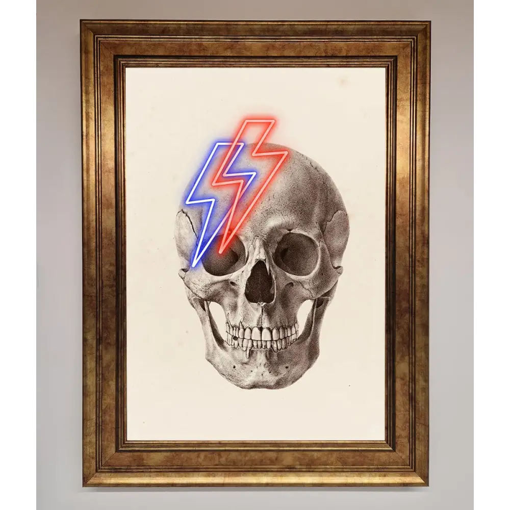 Lightning Skull Framed Print - B0 (100 x 141 cm) / Bronze - Framed Print