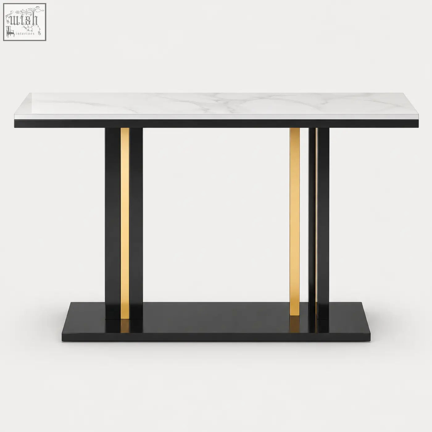 Modern lilesville 118cm console table with white marble top and black gold metal legs perfect for entryway or hallway