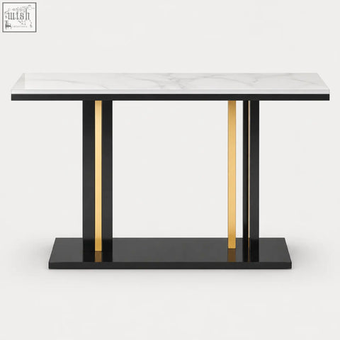 Modern lilesville 118cm console table with white marble top and black gold metal legs perfect for entryway or hallway