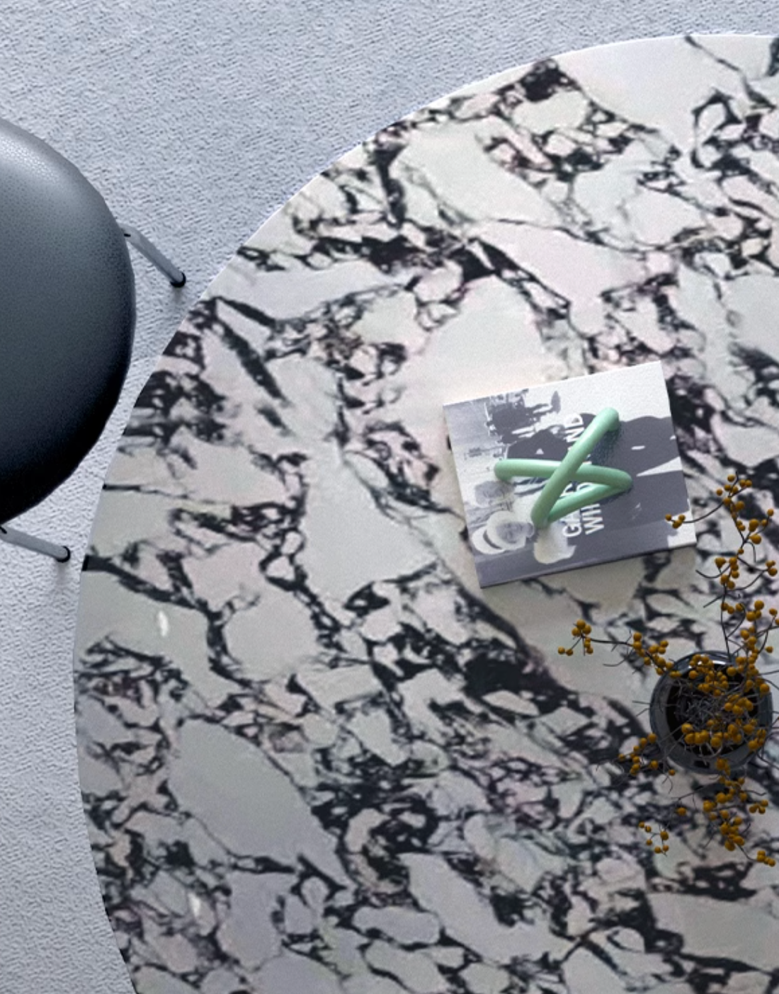 Black and white marble patterned lillian round dining table perfect round dining table for stylish meals